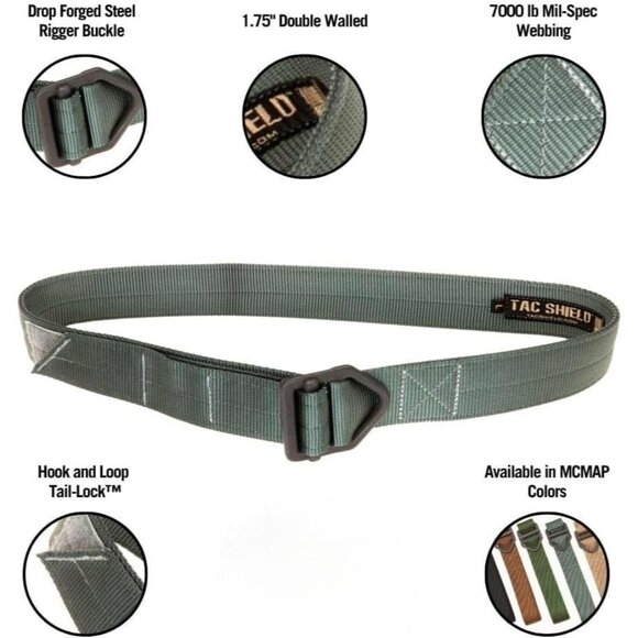 Tactical Rigger Belt Green Size 30"-34" Heavy Duty Hybrid-Release EDC Belt NEW - Picture 5 of 5